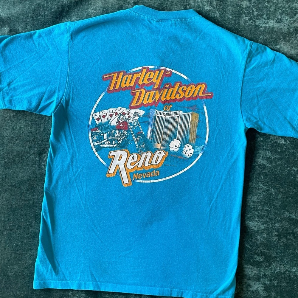 Vintage Harley Davidson 1987 Reno Nevada Mens Polo Medium Single Stitch